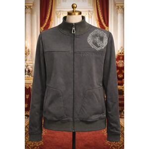 Monarchy Men’s Gray Full Zip Embellished Logo Track Jacket Medium M Soft Shell